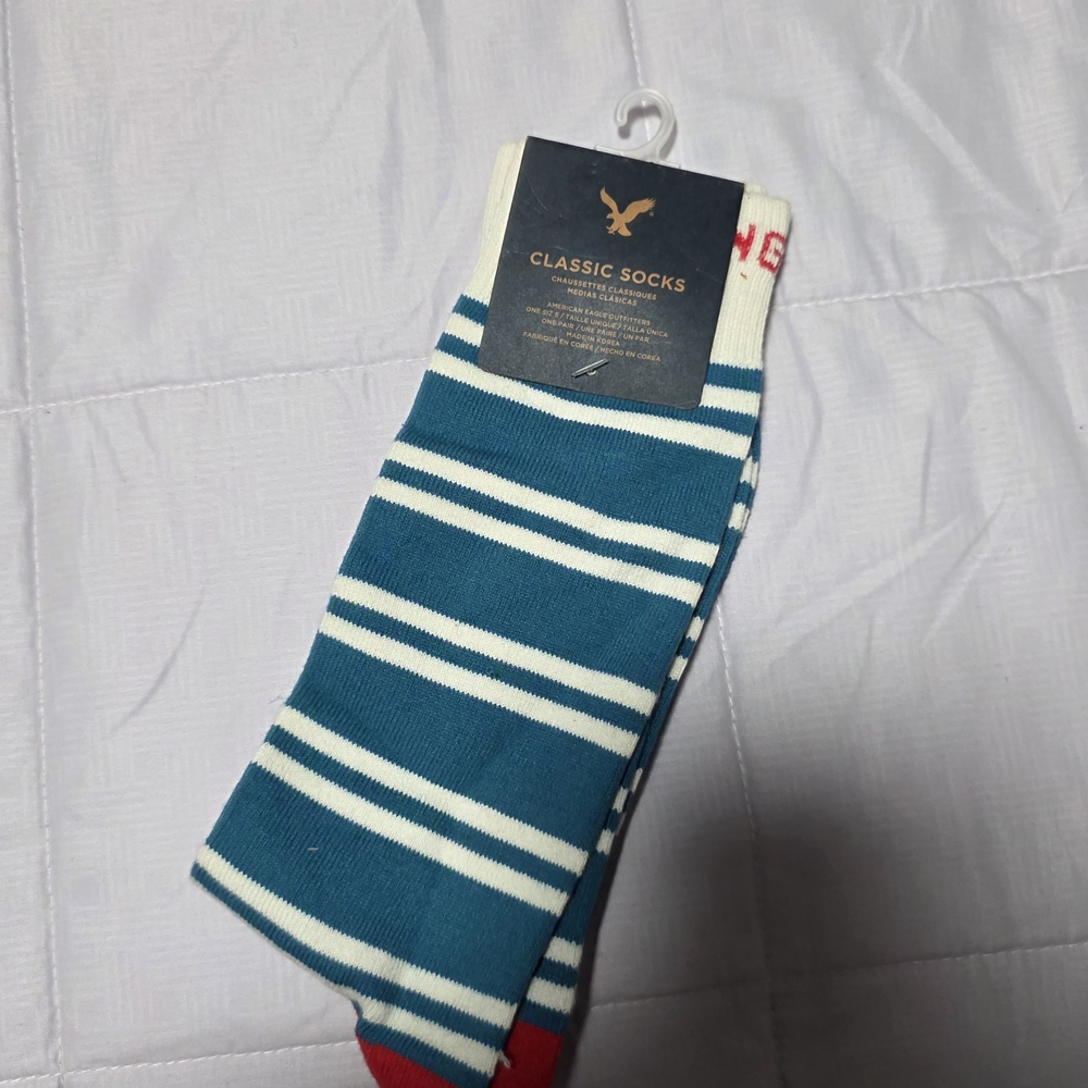 American Eagle Outfitters Blue and White Striped Socks